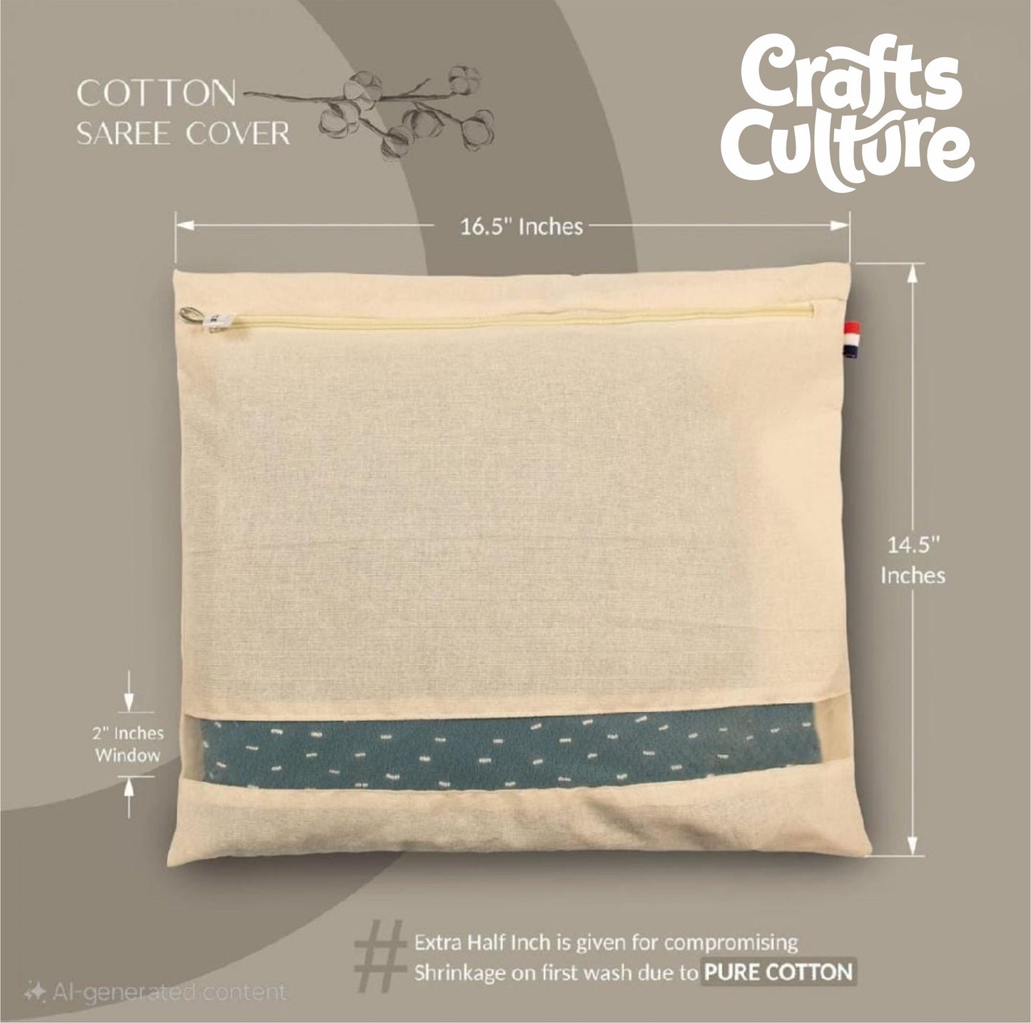 Cotton Saree Cover with Zip & Mesh Window